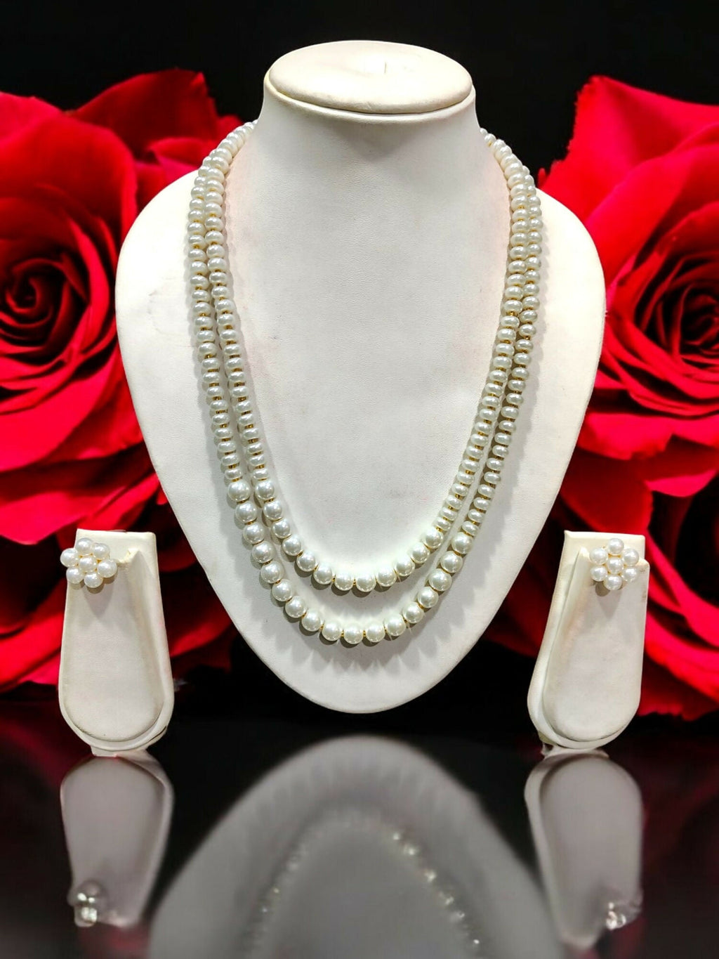 Inhanns Everyday Workwear Pearl Set (Double Layered Pearls) - White | Grocsy