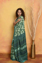 Very Much Indian Designer Modal Silk Saree With With Beautiful Floral Print - Sea Green | Grocsy