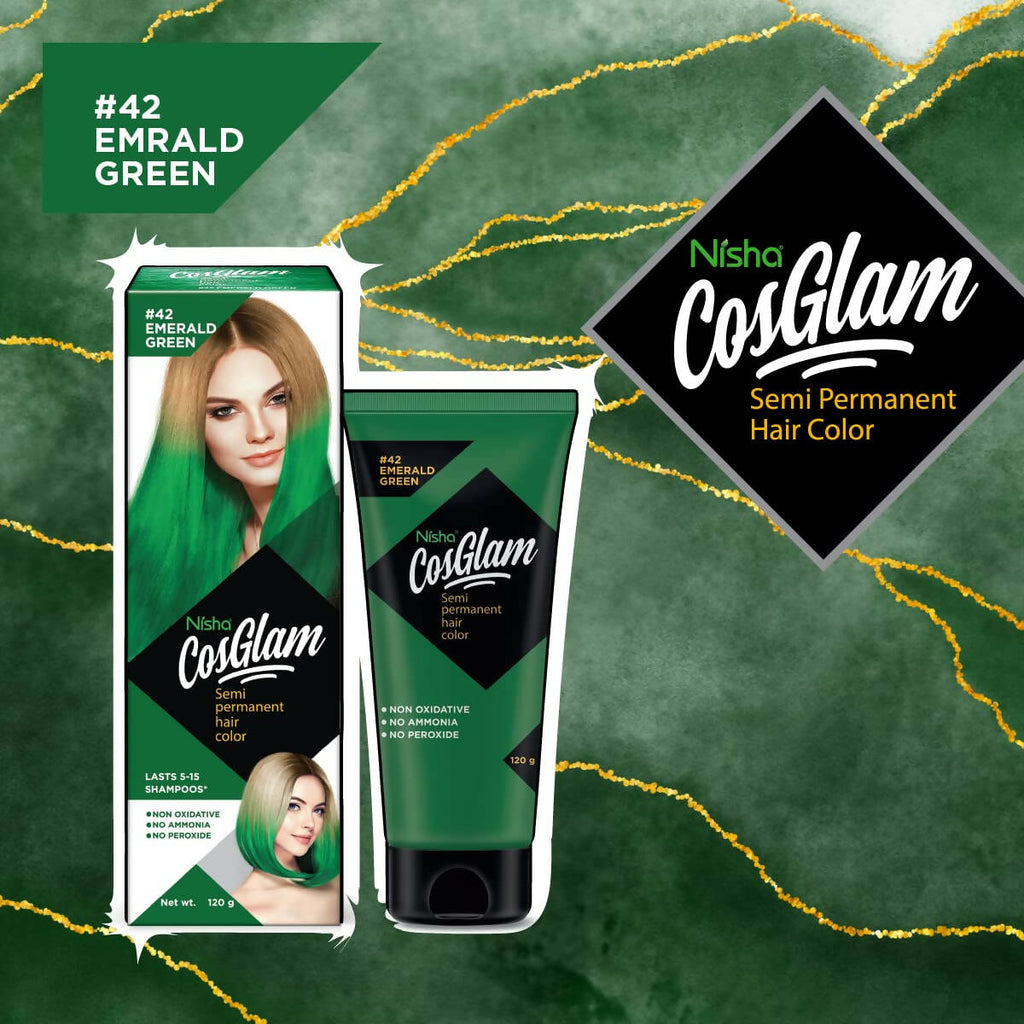 Nisha Cosglam Semi Permanent Hair Color 42 Emerald Green | Grocsy