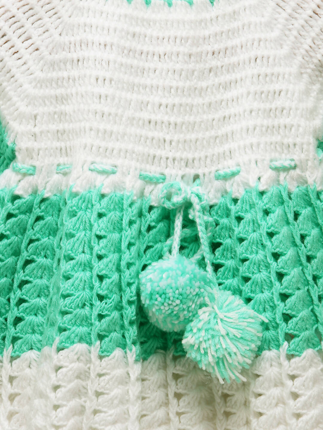 ChutPut Hand knitted Crochet Baby Wool Dress For Baby Girls - Green | Grocsy