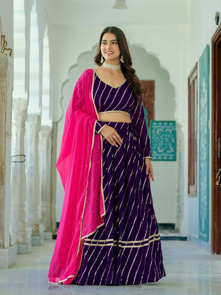 Lehenga Mart Purple Designer Wedding Wear Lehenga Choli | Grocsy