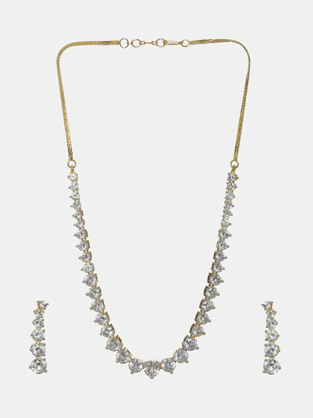 Diamond Neckpiece with Dangler Diamond Earrings- Ruby Raang | Grocsy