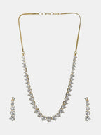 Diamond Neckpiece with Dangler Diamond Earrings- Ruby Raang | Grocsy
