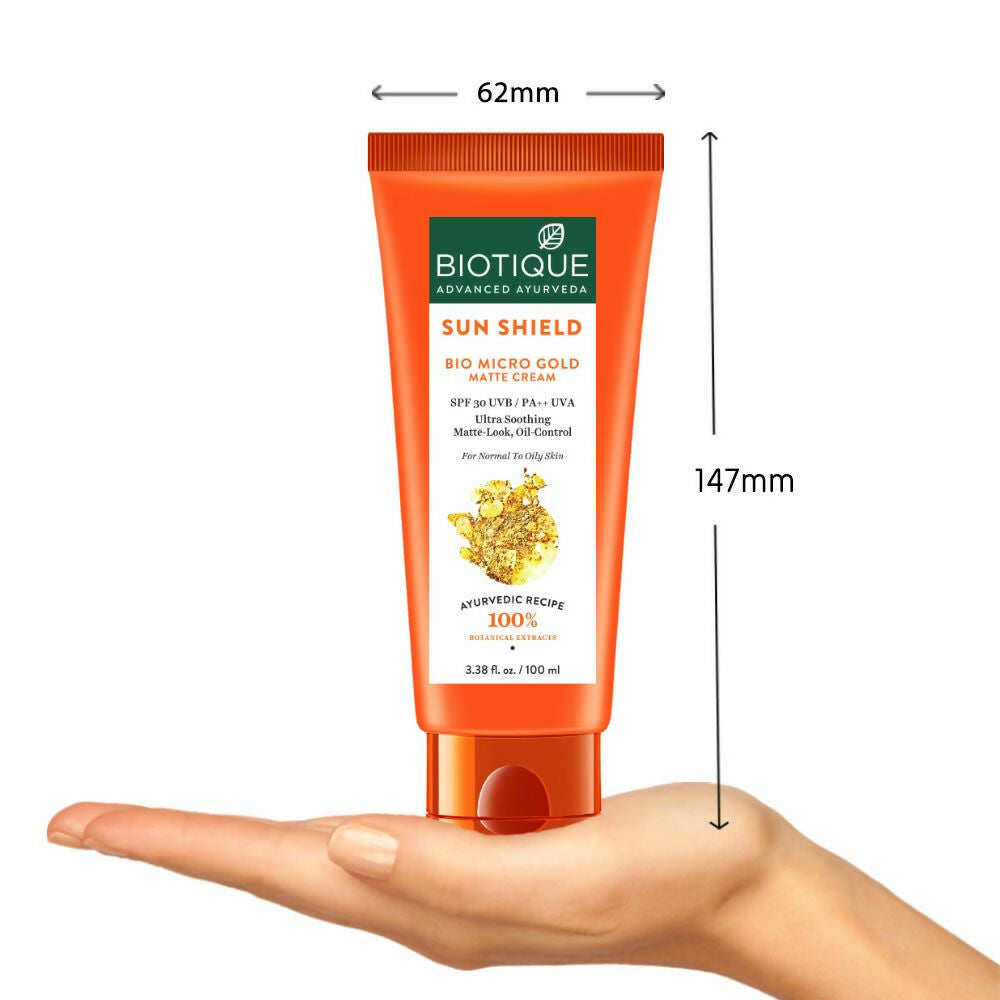 Biotique Bio Micro Gold Matte Cream Sunscreen SPF 30 | Grocsy