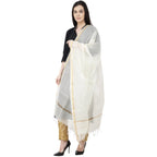 A R Silk Chanderi Piping Regular Dupatta off White Color Dupatta or Chunni | Grocsy