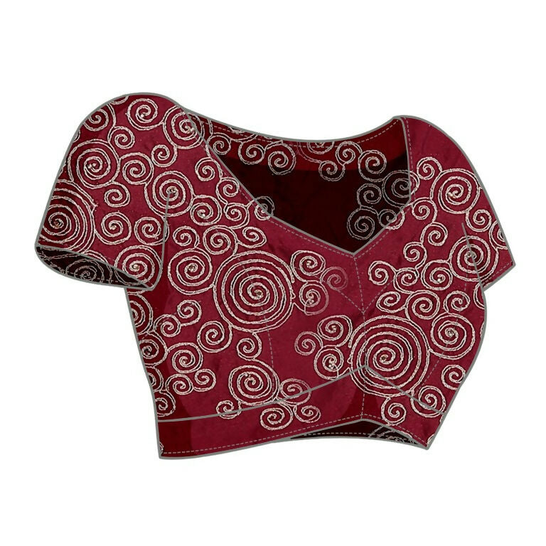 Maroon Silk Georgette Cord Embroidery Saree - Norita Saumya | Grocsy