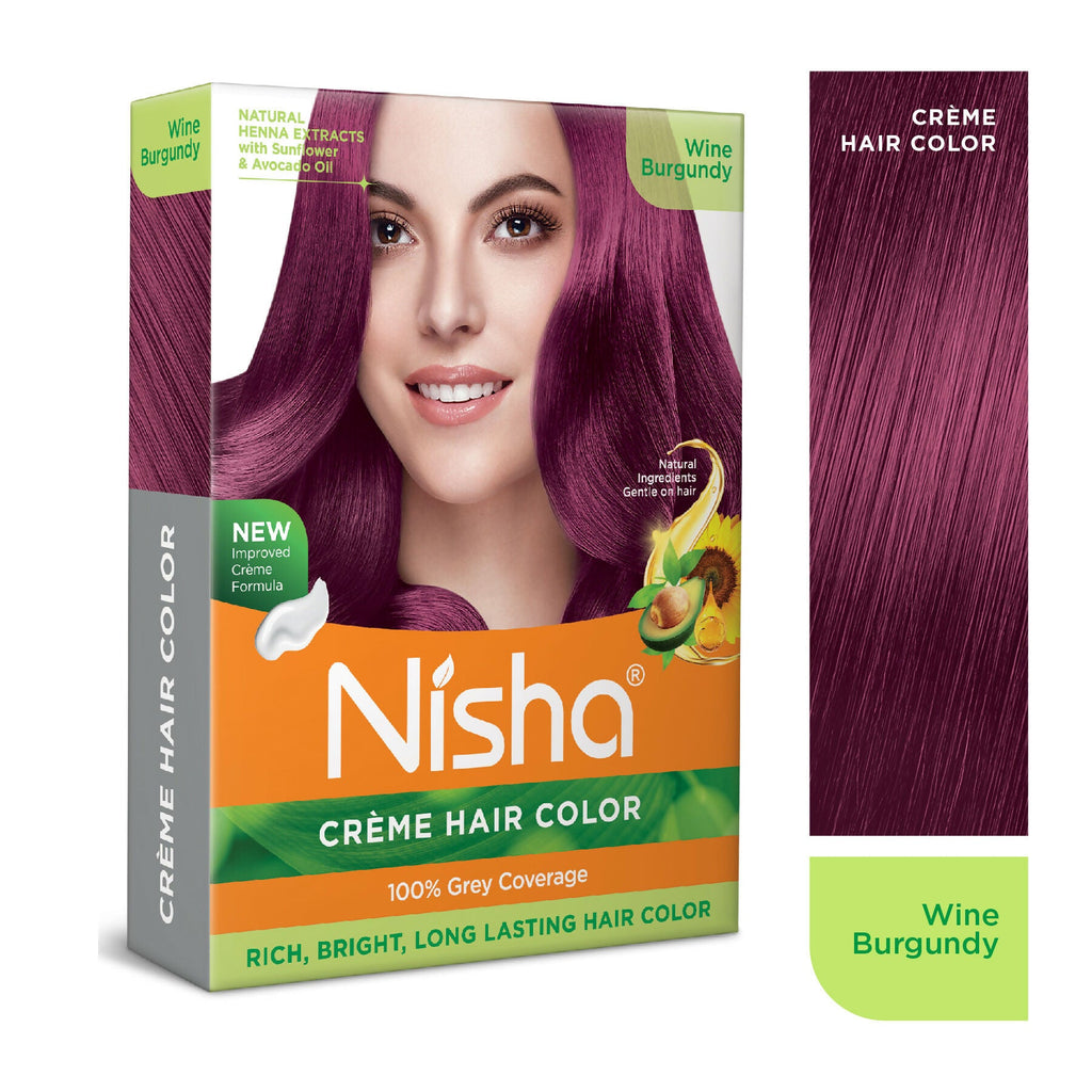 Nisha Creme Hair Color for Women - Wine Burgundy | Grocsy
