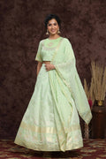Juniper Women Mint Shantoon Embroidered Flared Lehenga Choli Sets | Grocsy