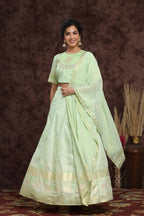 Juniper Women Mint Shantoon Embroidered Flared Lehenga Choli Sets | Grocsy