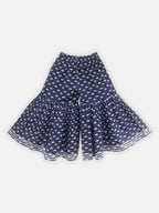 Ahalyaa Navy Pure Cotton Digital Printed Kids Kurta Sharara Set For Girls | Grocsy