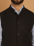 Even Apparels Pure Wool Nehru Jacket - Charcoal | Grocsy