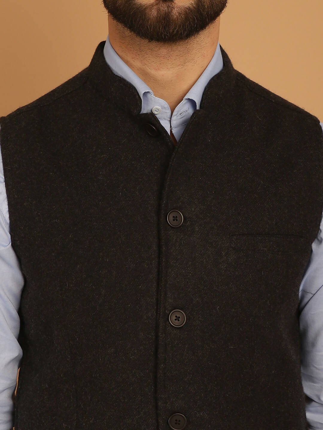 Even Apparels Pure Wool Nehru Jacket - Charcoal | Grocsy