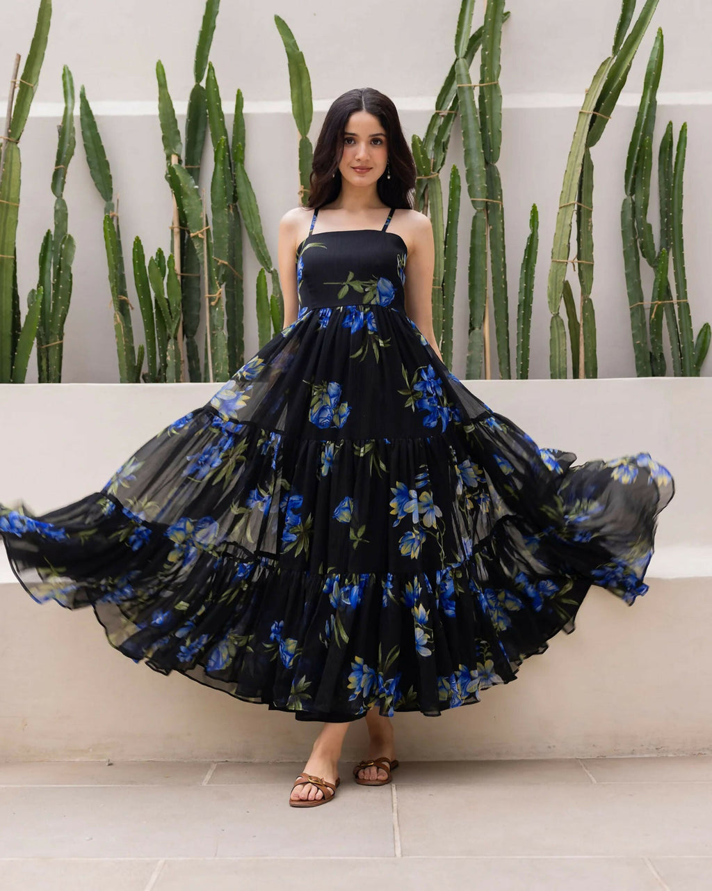 Aayaa Designer crape hand work Multi indo western - Black | Grocsy