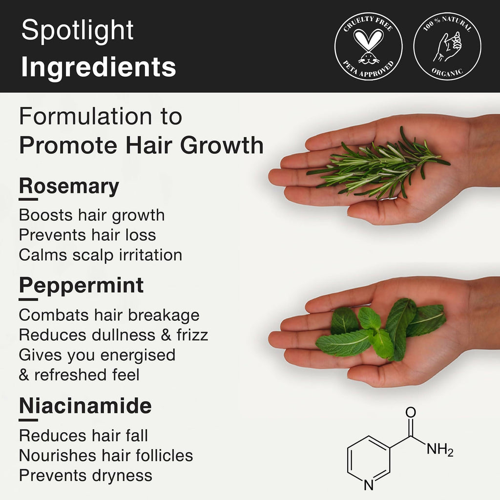 Soulflower Rosemary Water Spray with Mint For Hair growth, Hair fall control, Scalp health, Hair damage protection, Anti frizz | Grocsy
