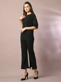 Myshka Women's Black Solid Party Parallel Trousers | Grocsy