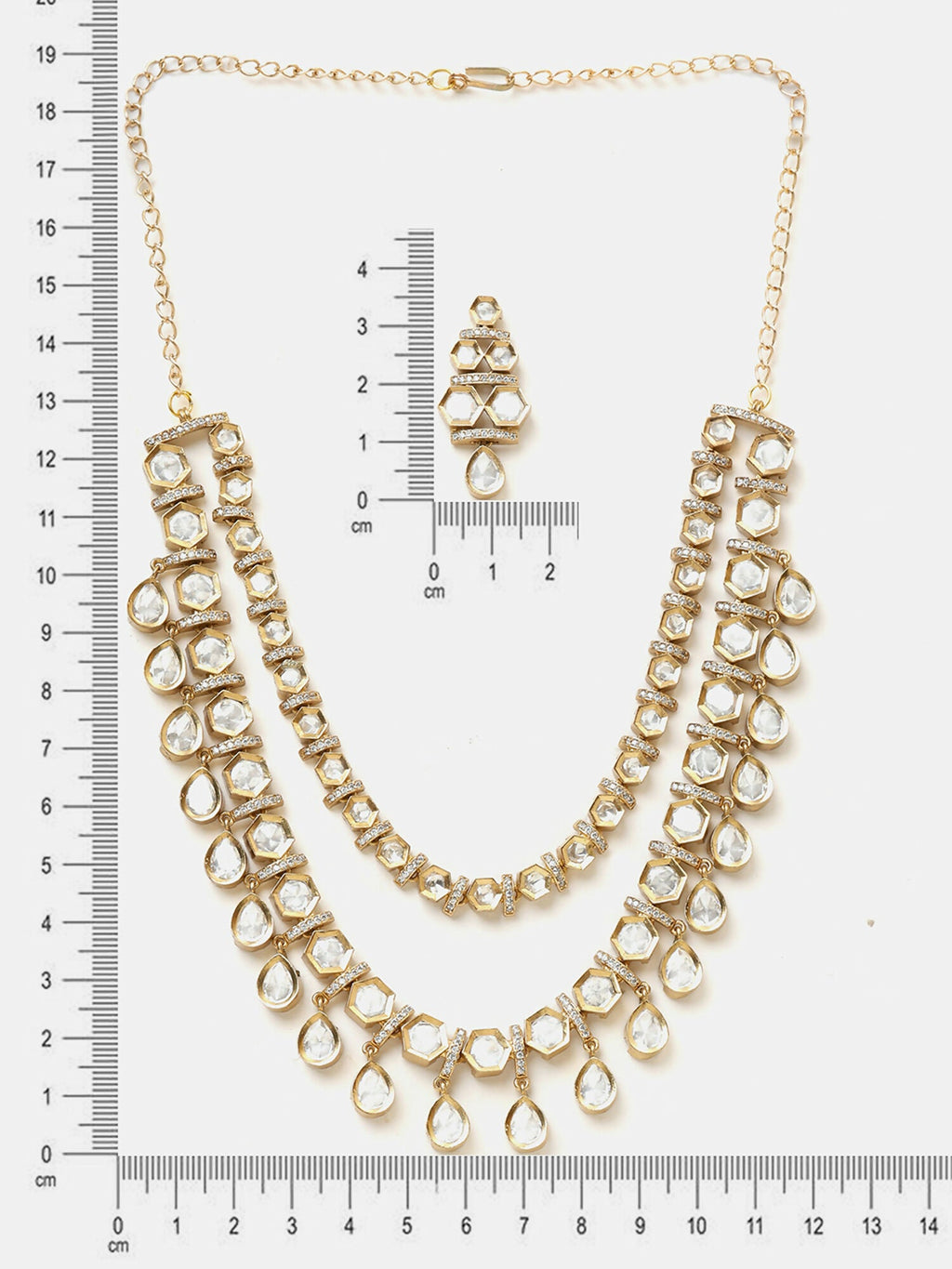 Ruby Raang 3-Layered Neck Piece With Earrings | Grocsy