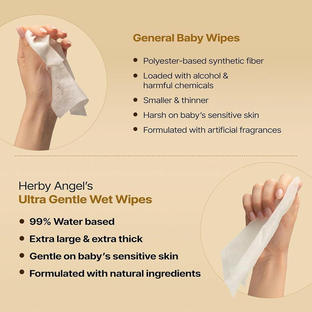 Herby Angel Ultra Gentle Baby Wipes with 99% Pure Water | Grocsy