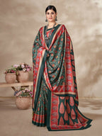 Aayaa Designer Winter Collection Printed Saree With Shawl - Multi Color | Grocsy