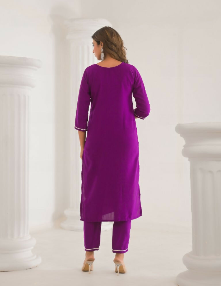 Festive Ethnic Viscose Chanderi Purple Stitched Suit With Dupatta - Rashmika | Grocsy