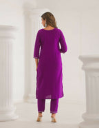 Festive Ethnic Viscose Chanderi Purple Stitched Suit With Dupatta - Rashmika | Grocsy