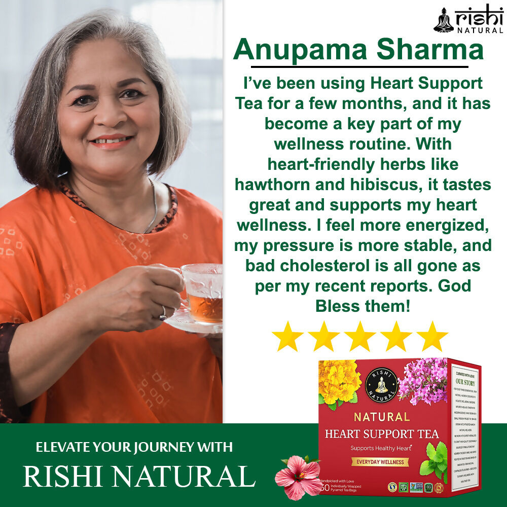 Rishi Natural Heart Support Herbal Tea | Grocsy