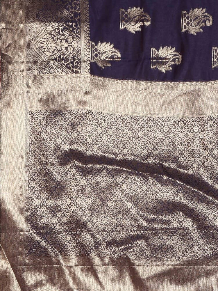 Kalamandir Ethnic Motifs Violet Silk Blend Saree | Grocsy