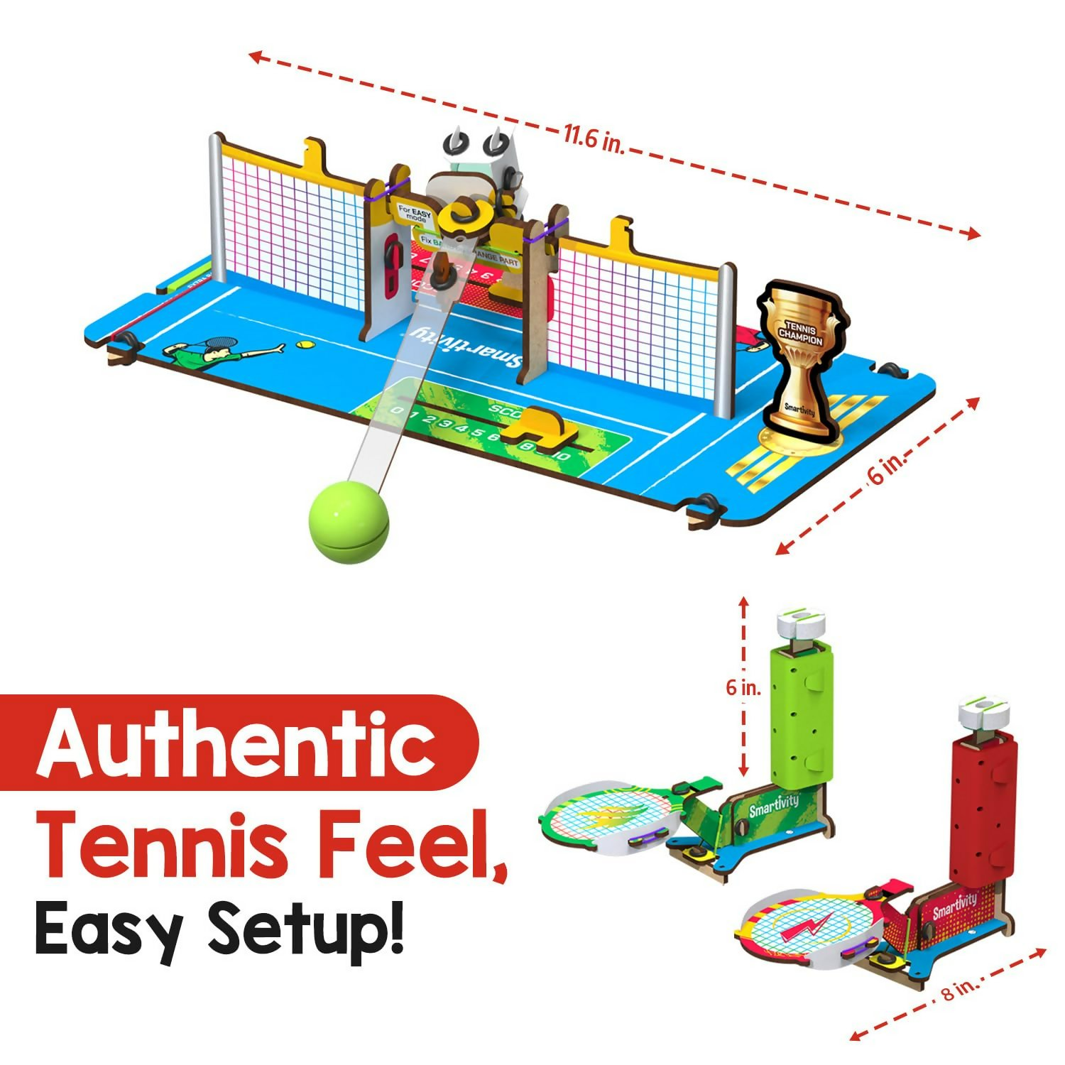 Smartivity Tabletop Tennis Game Kit For Kids 6 To 12, 2-Player Stem Toy With Mechanical Rackets & Scoreboard | Grocsy