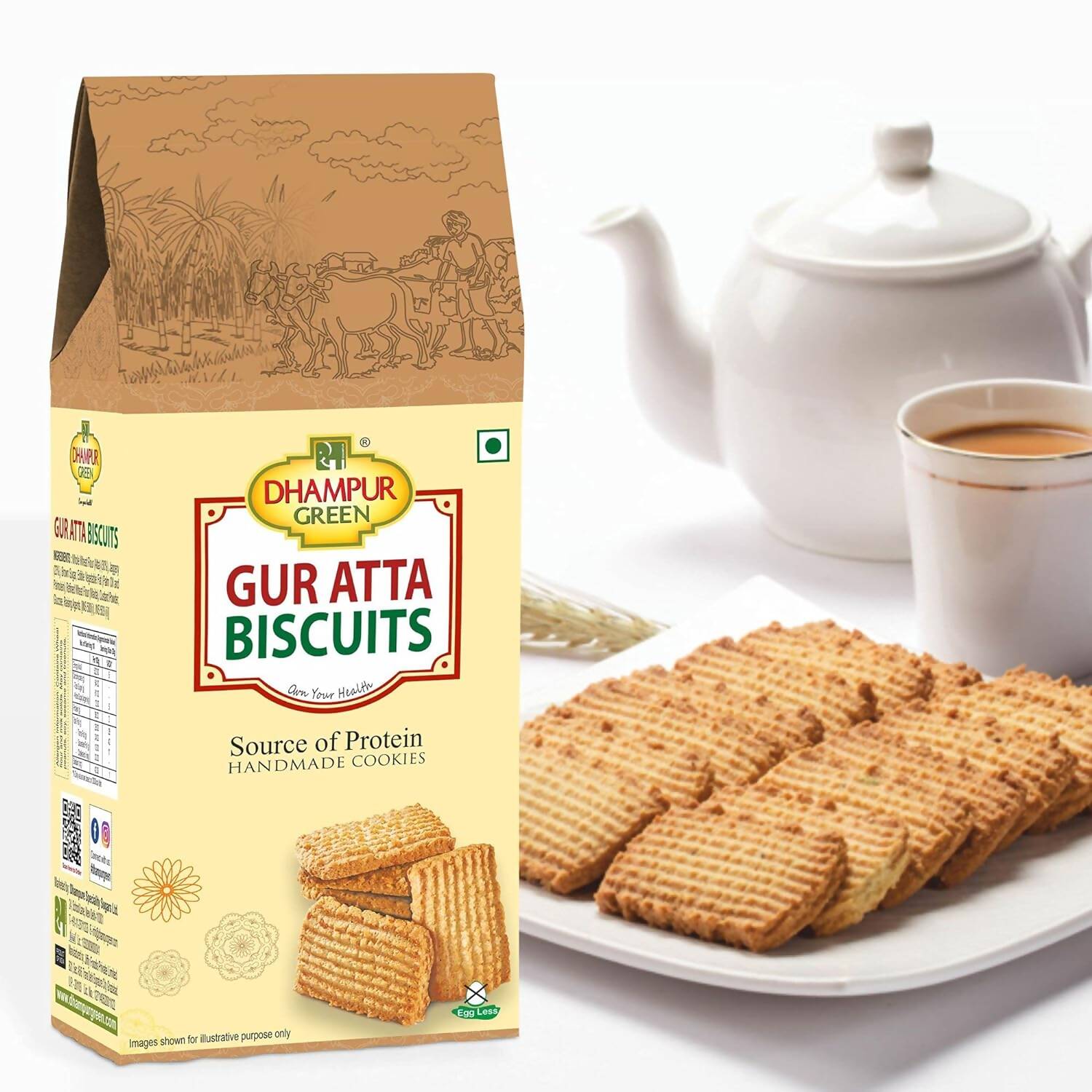 Dhampur Green Gur Atta Biscuit | Grocsy