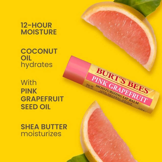 Burt's Bees Moisturizing Lip Balm with Pink Grapefruit | Grocsy