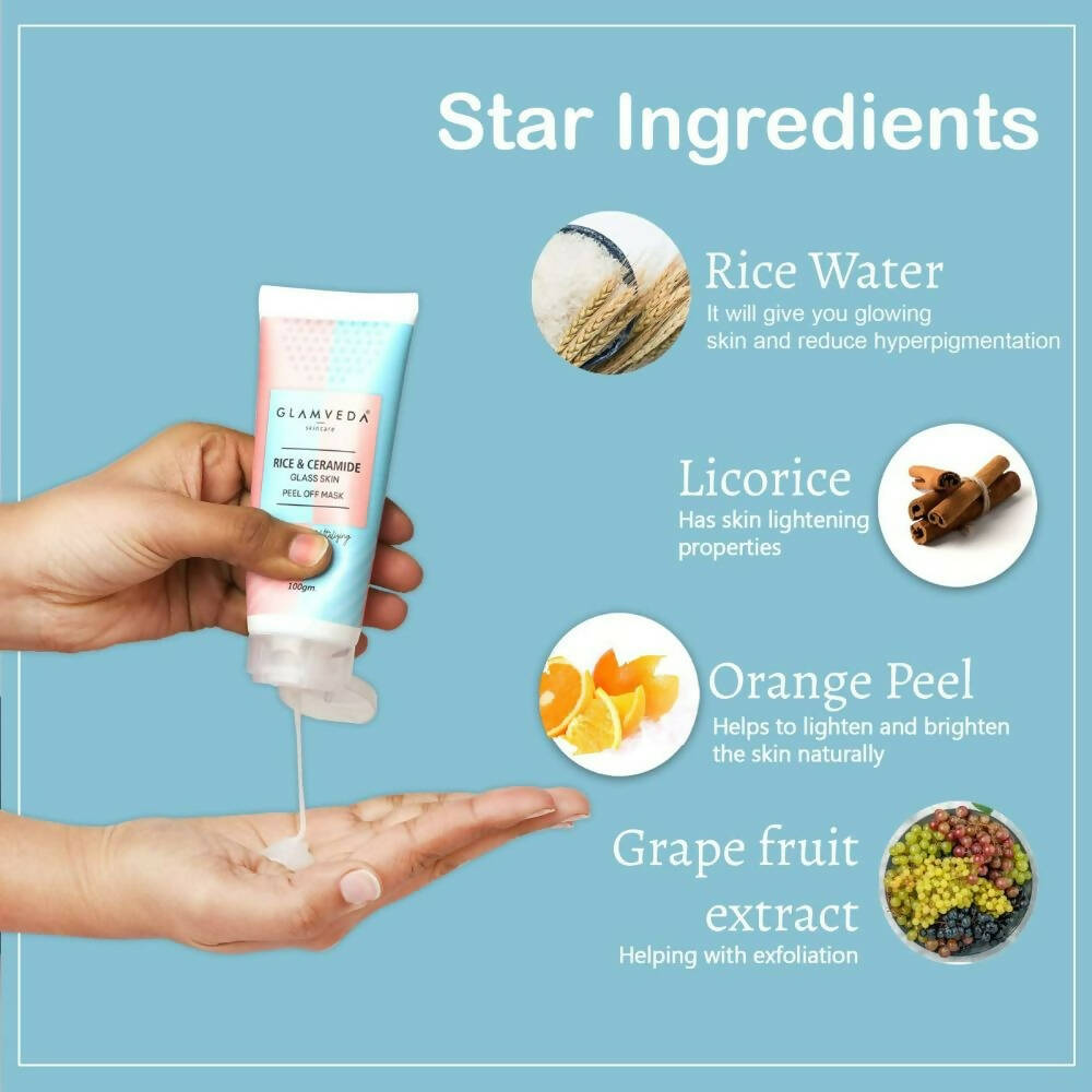 Glamveda Rice & Ceramide Korean Glass Skin Peel Off Mask | Grocsy