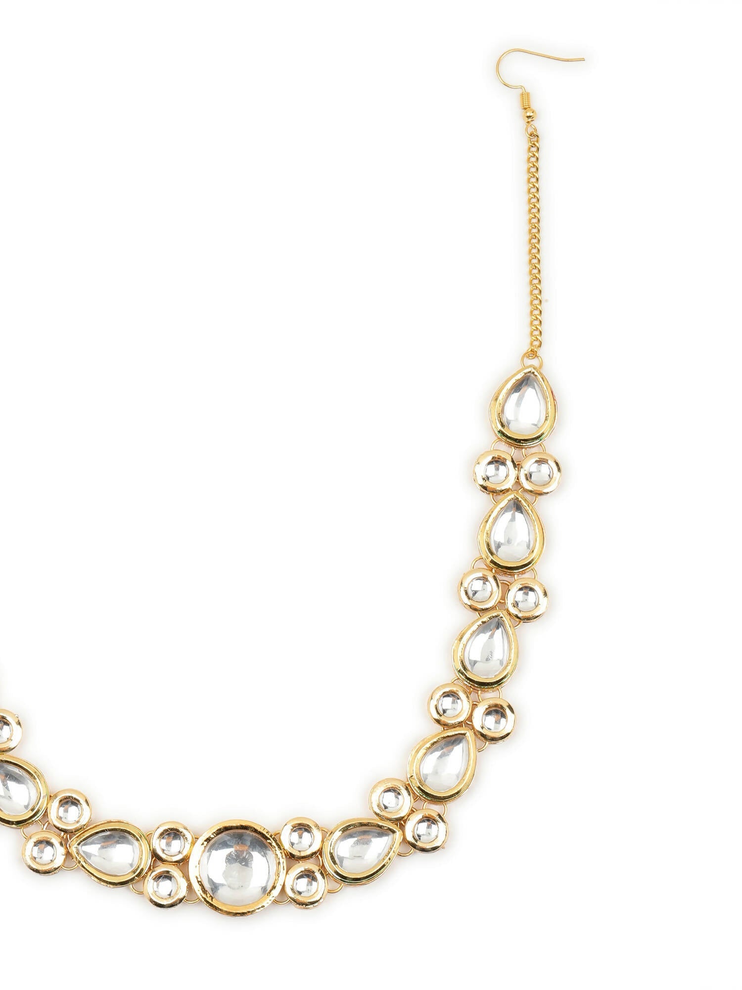 Gold-Polished White Kundan-Studded Hair Band - Ruby Raang | Grocsy