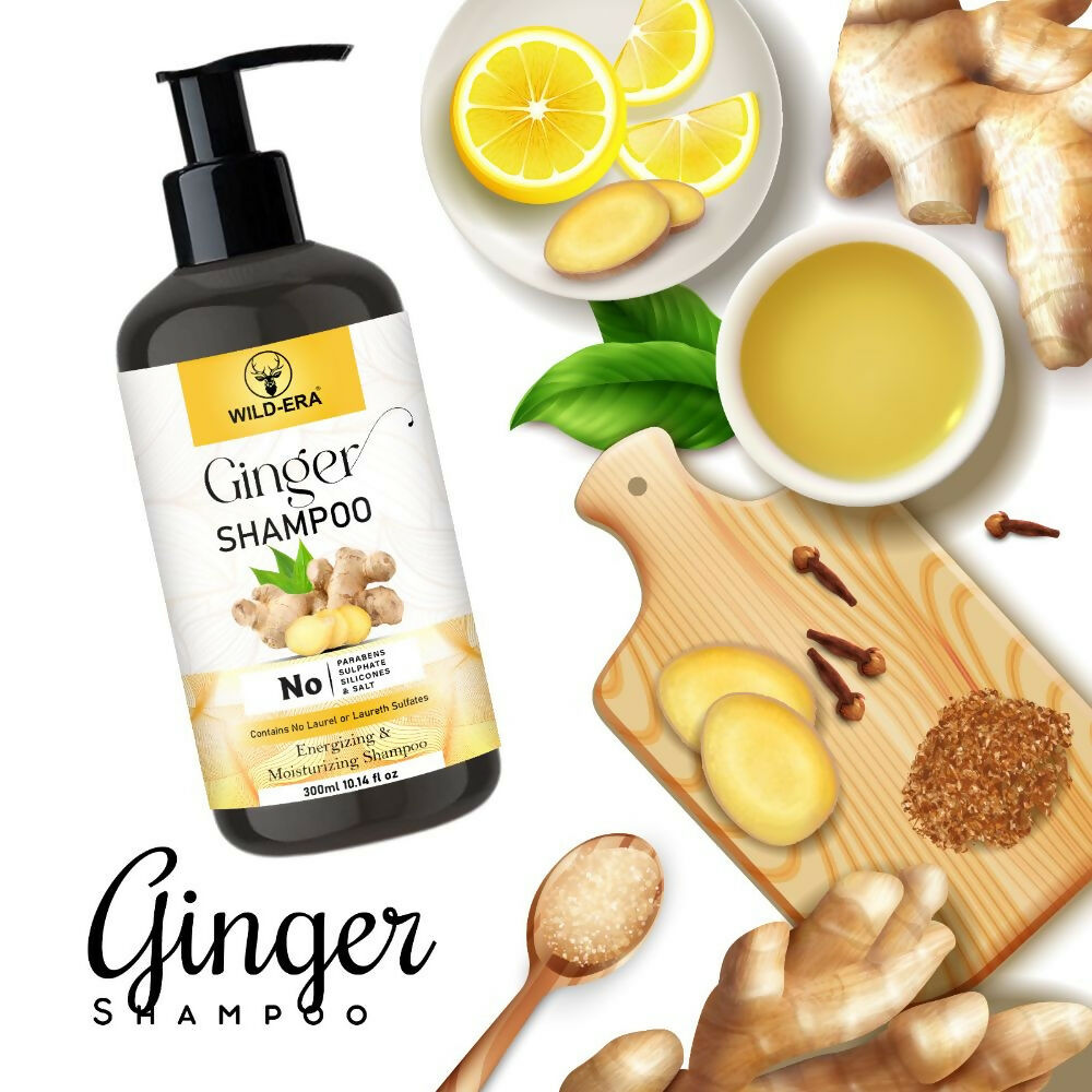 Wildera Ginger Shampoo For Hair Fall Control - Energizing Formula | Grocsy