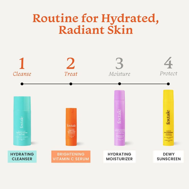 Foxtale Hydrate & Glow Skin Care Kit for Glowing Skin: Cleanser Hydrating Face Wash + Vitamin C Face Serum | Grocsy