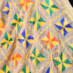 SWI Stylish Women's Embroidered Phulkari Chiffon Beige Dupatta | Grocsy