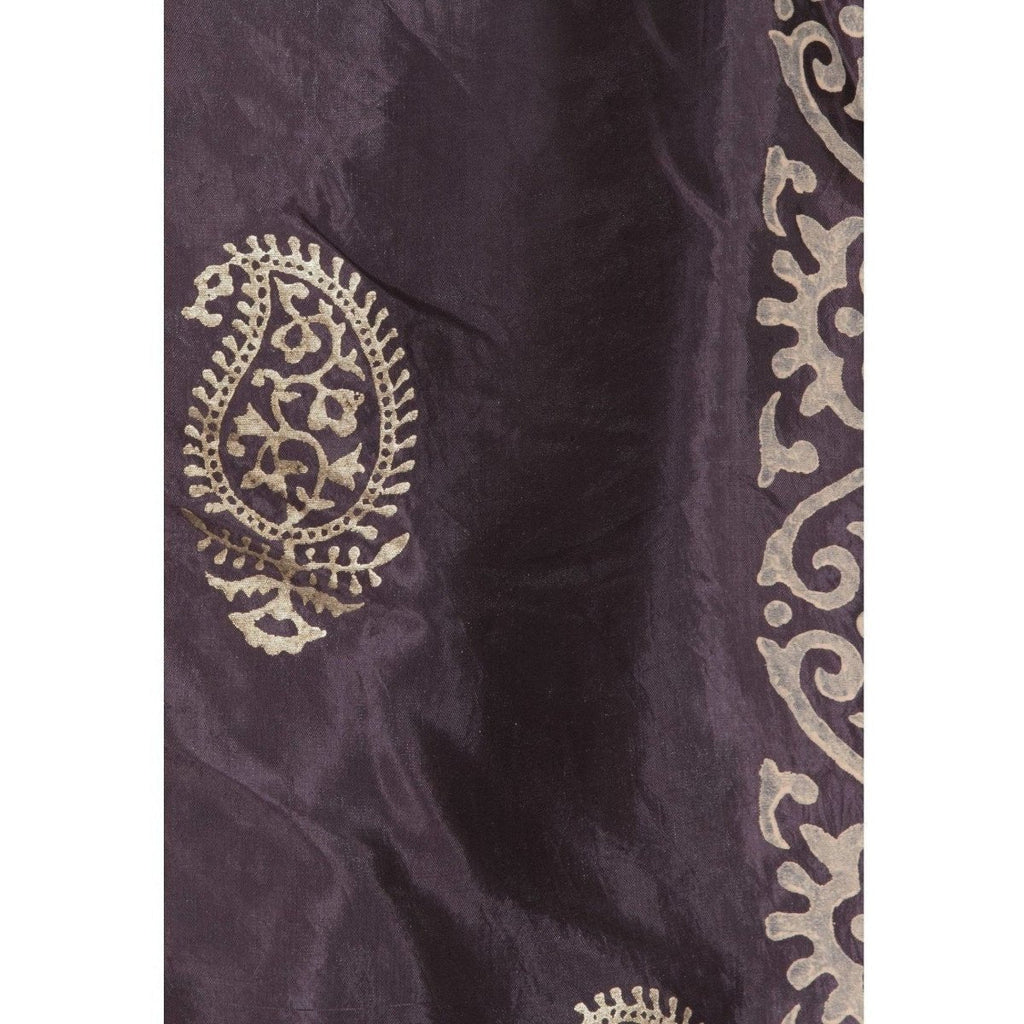 A R Silk Women's Gold Print Silk Black Dupattas and Chunnis | Grocsy