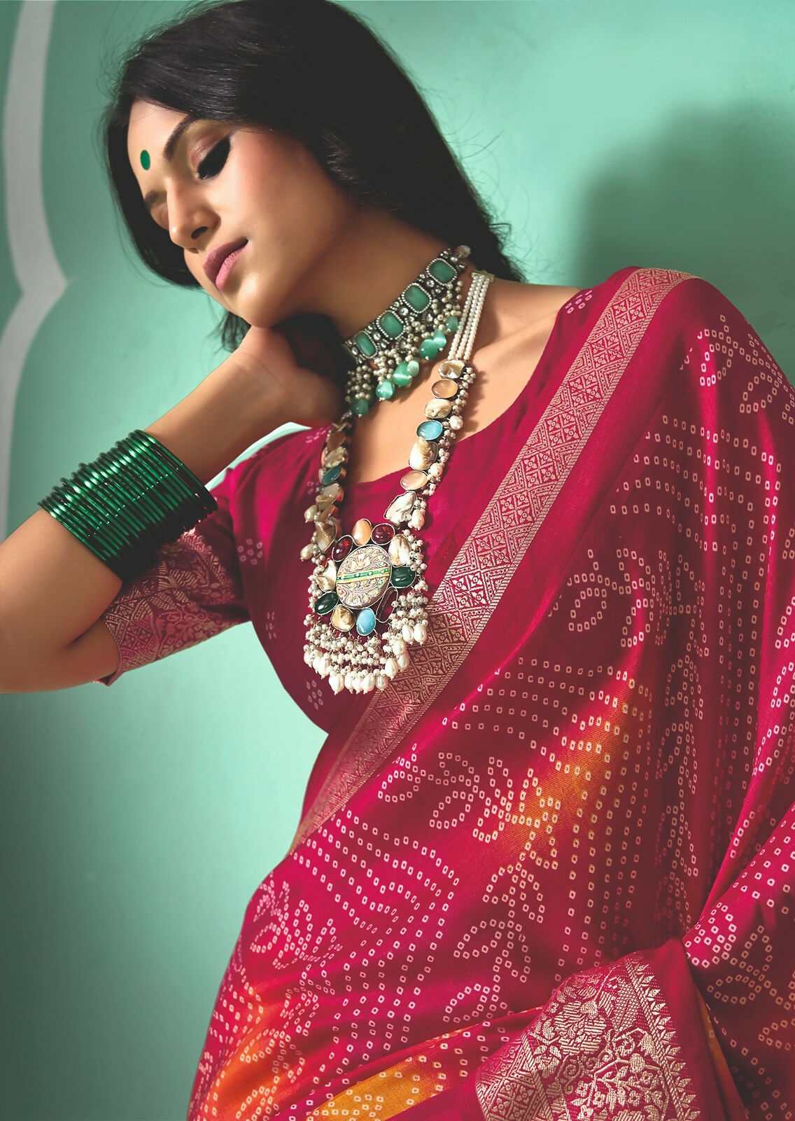 Joban Fashion Vicitra Silk Pink Soft Fabric With Digital Print Saree | Grocsy