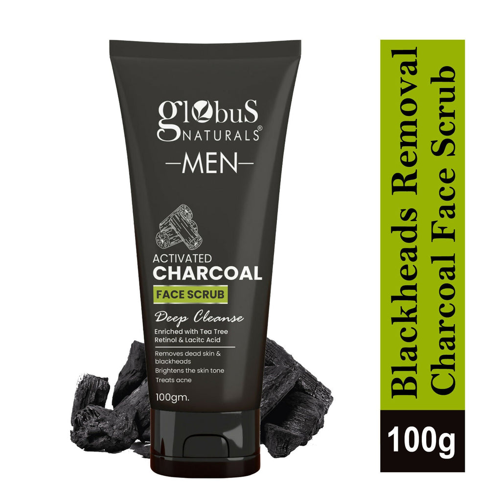 Globus Naturals Anti Pollution & Anti Acne Detox Charcoal Face Scrub for Men | Grocsy