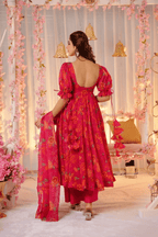 Aayaa Designer Printed Tebby Silk Suit - Multi Color | Grocsy