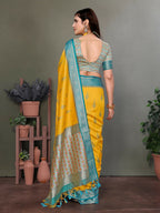 Joban Fashion Yellow Woven Design Banarasi Silk Sarees | Grocsy