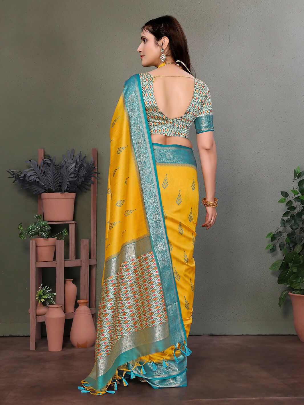 Joban Fashion Yellow Woven Design Banarasi Silk Sarees | Grocsy