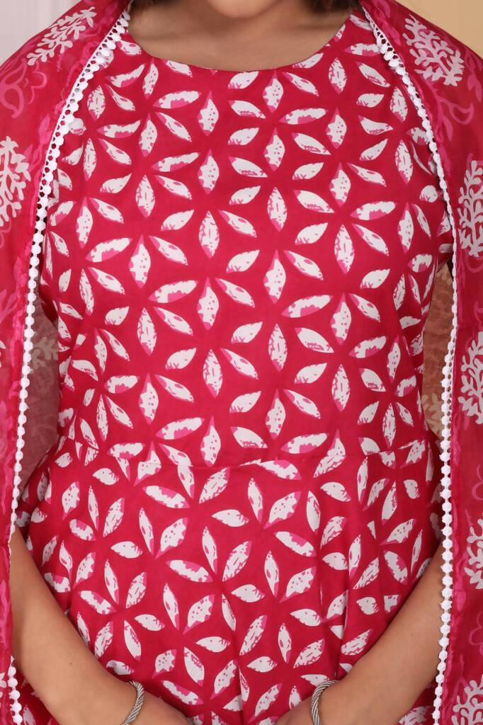 Vamika Women Printed Cotton Pink Party Wear/Casual Wear Kurta Set/Suit | Grocsy