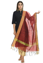 Mominos Fashion Maroon Handloom Cotton Dupatta | Grocsy