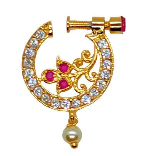 AD Ruby Designer Floral Nose Ring | Grocsy