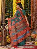 Shree Shyam Fashion Linen Cotton Rama Green Saree | Grocsy
