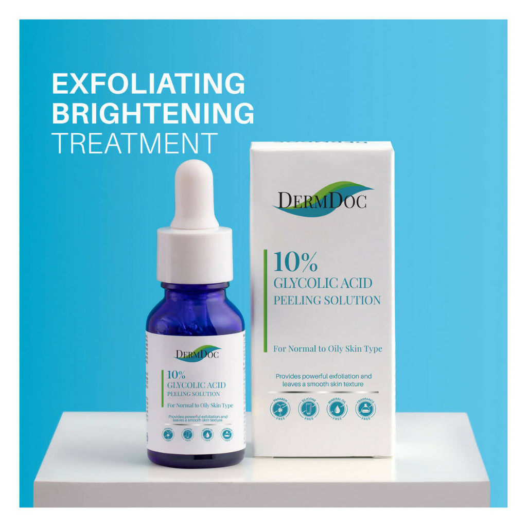 Dermdoc 10% Glycolic Acid Peeling Solution Serum, Pore Cleansing & Brightening, Normal to Oily Skin | Grocsy