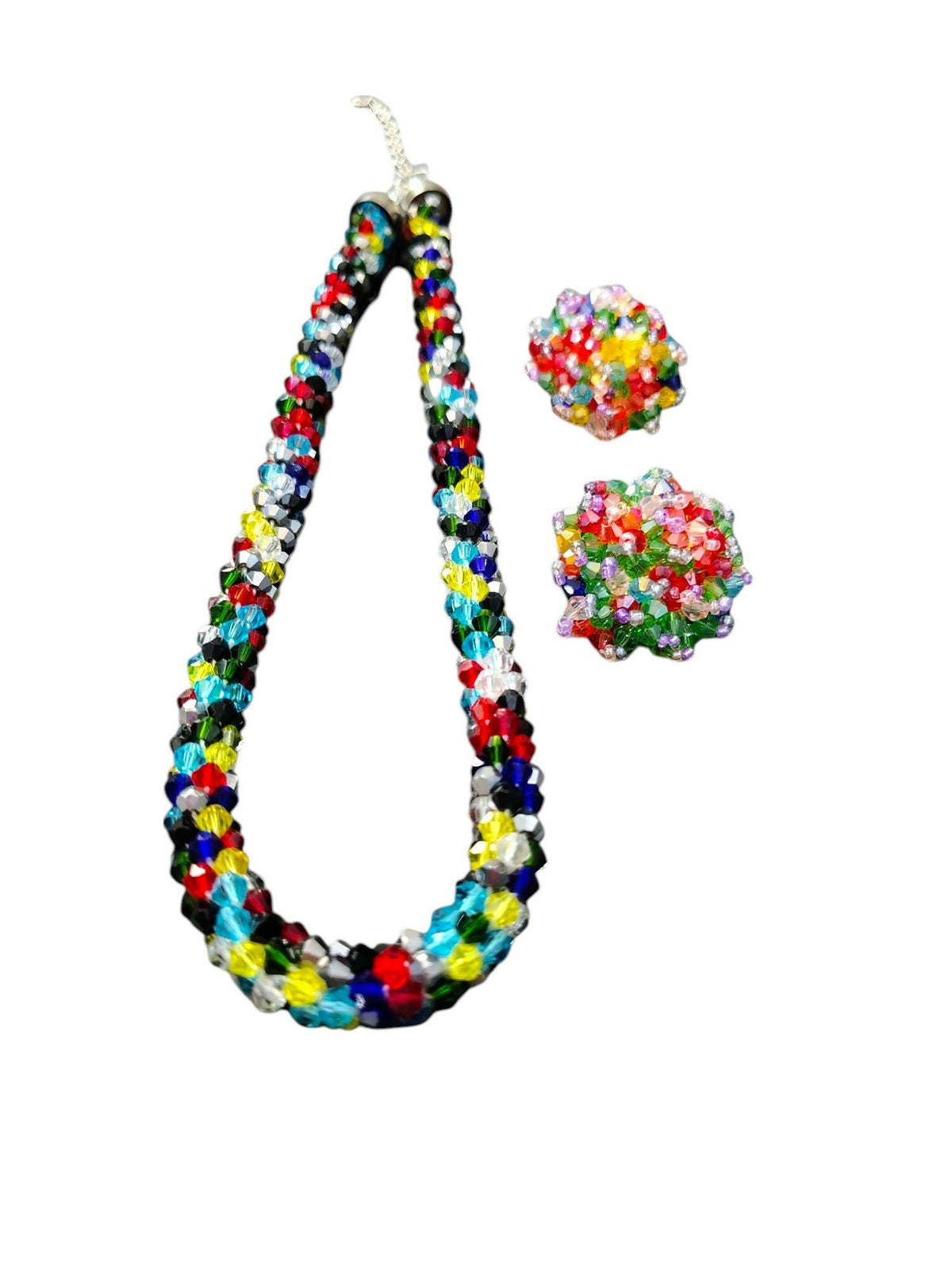 Inhanns Noor-E-Jalwa – Handmade Crystal Bead Necklace / Necklace With Earrings -Adjustable - Multi Colour | Grocsy