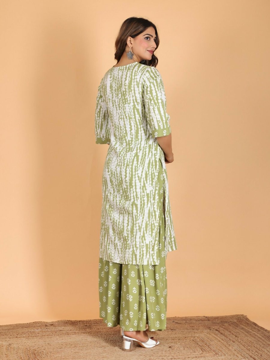 Aramya Straight Rayon Tie-Dye Print Women's Kurta - Green | Grocsy