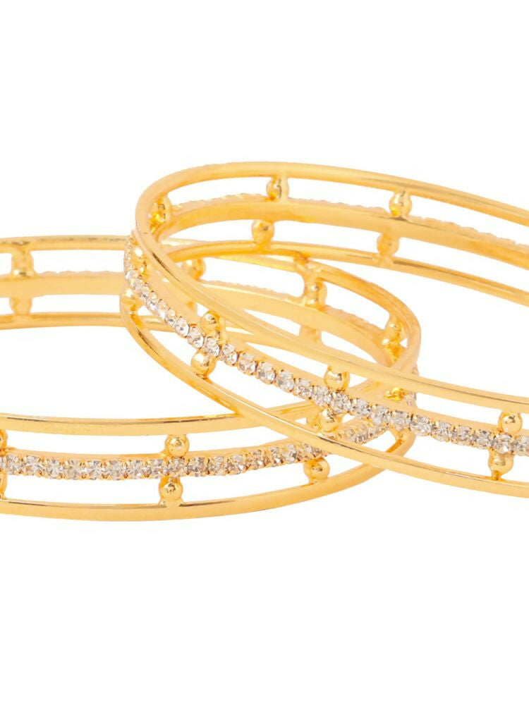 NVR Women Set of 2 Gold-Polished Traditional Bangles | Grocsy