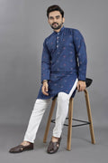 Anaita Teal Weaving Linen Cotton Straight Kurta | Grocsy