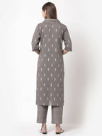 Myshka Women's Grey Cotton Printed Half Sleeve Casual Kurta & Palazzo Set | Grocsy
